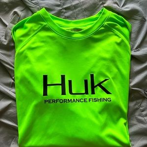 Lime Green Huk Fishing Shirt Large
